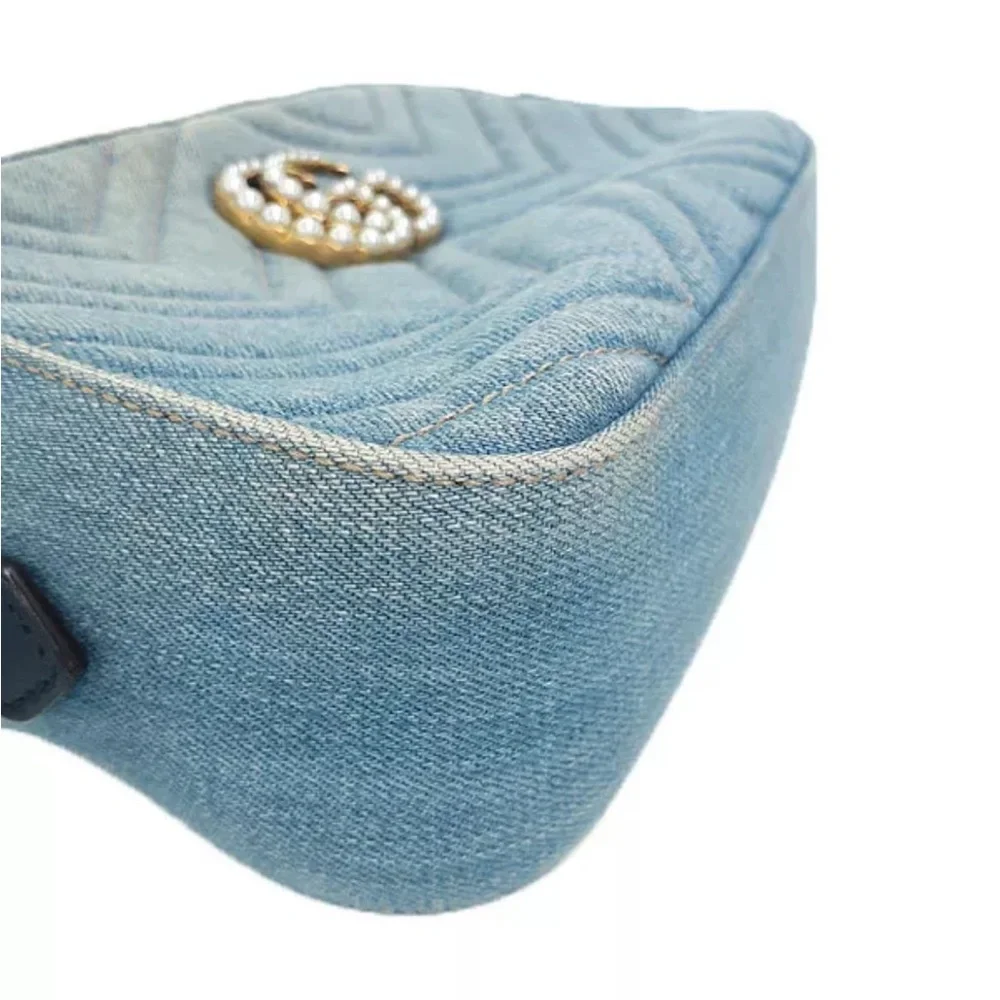 SOLD❤️ GUCCI GG Marmont Blue Denim Shoulder Bag - Picture 3 of 9
